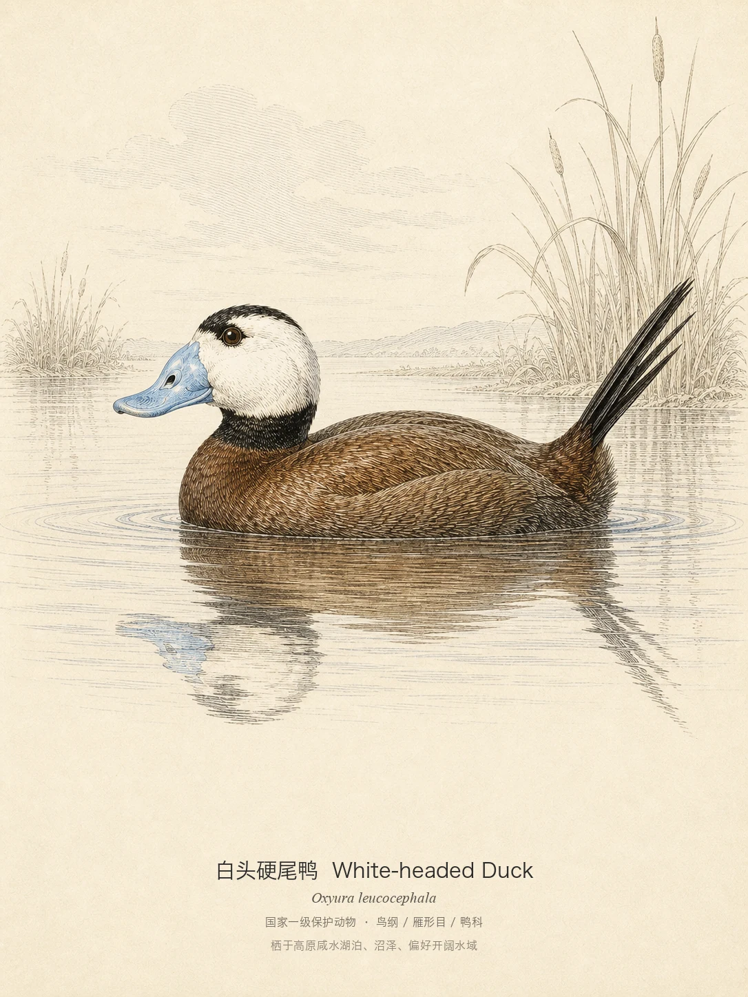 白头硬尾鸭图鉴